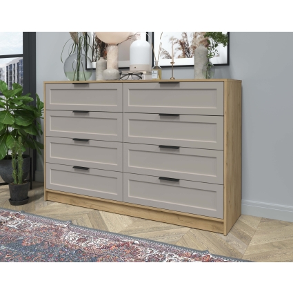 Kомод Тренд КТ-К157 (Дуб золотой ЛДСП/ Луна ЛМДФ) Ш1565 В1020 Г451